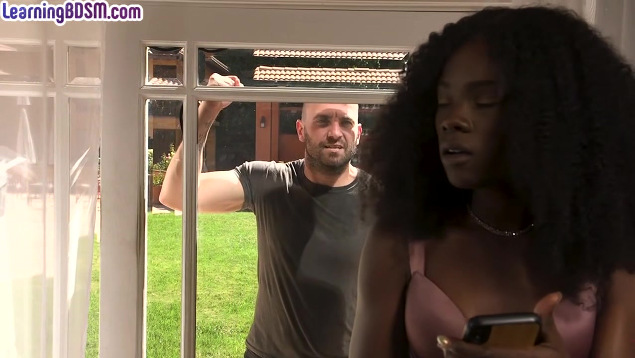 BDSM hot ebony drilled by big white cock in wet pussy