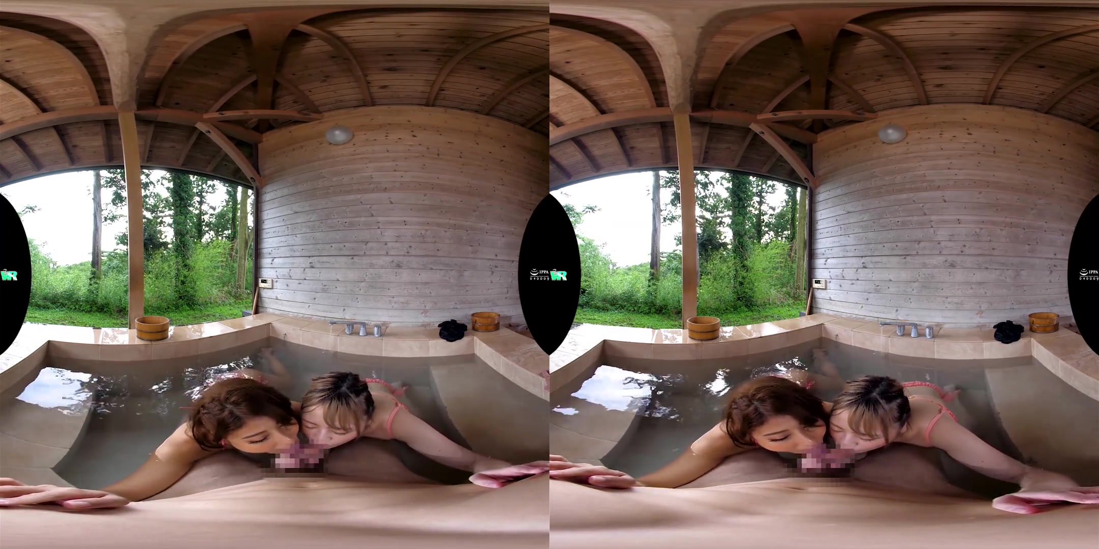 Double Blowjob From Two Babes in Swimsuits when I came to the Resort; Big Tits Japanese Babes in Bikini Oral Fun