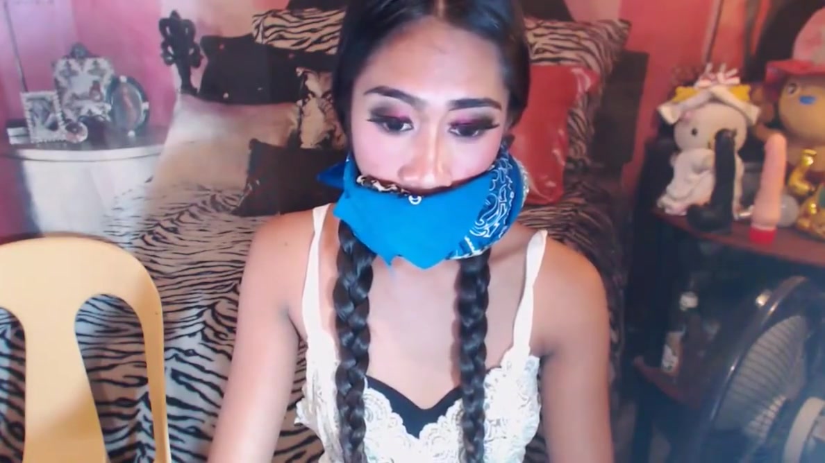 Two shemale jerking their big dick on cam