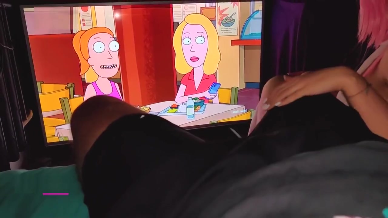 Stepsister Handjob my cock while I watch Rick and Morty Season 4 (POV)