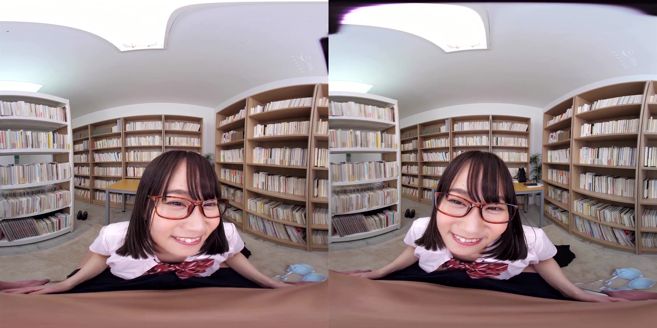 Tempted by a Beautiful Girl with Glasses and a Uniform 2 - Asian Library Sex