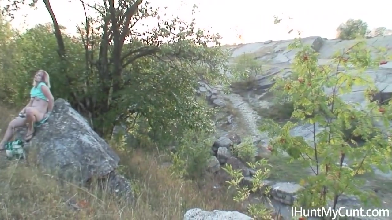 teen 18+ Girl Kristina Plays With Her Pussy In A Stone Quarry