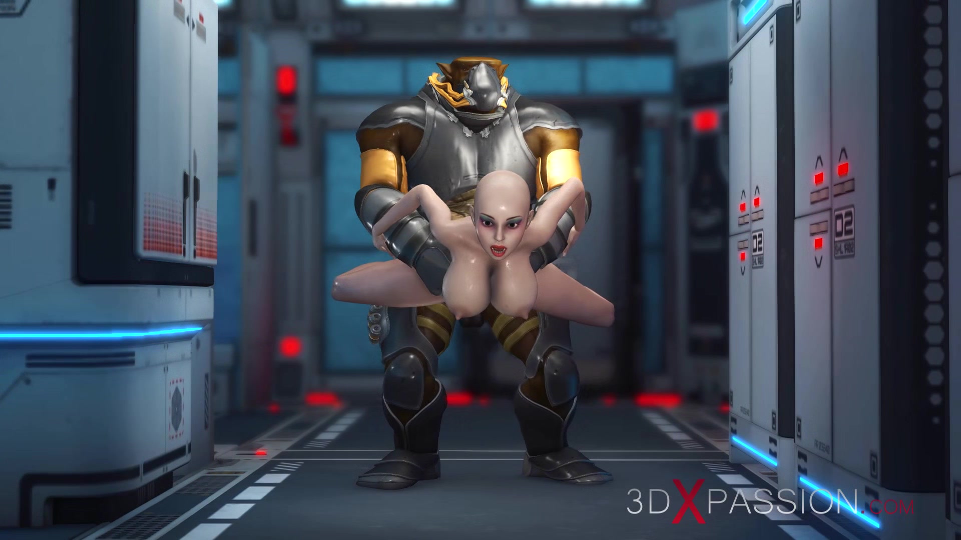 Mars base camp. Super hot sexy girl has hard anal sex with alien monster