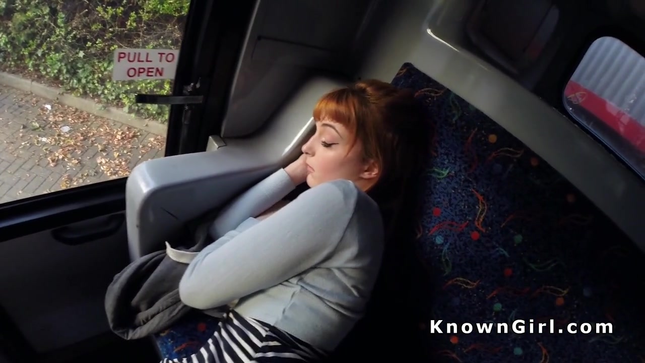 Hirsute redhead amateur teen 18+ banging in the bus
