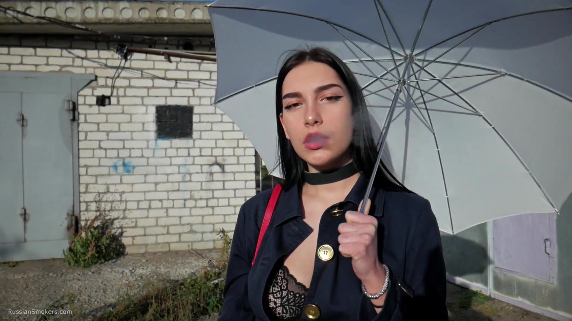 Attractive Lera Taking A Smoke Break Outside