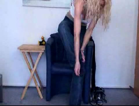 Natural blonde drilling her fuck hole with cool sex toy