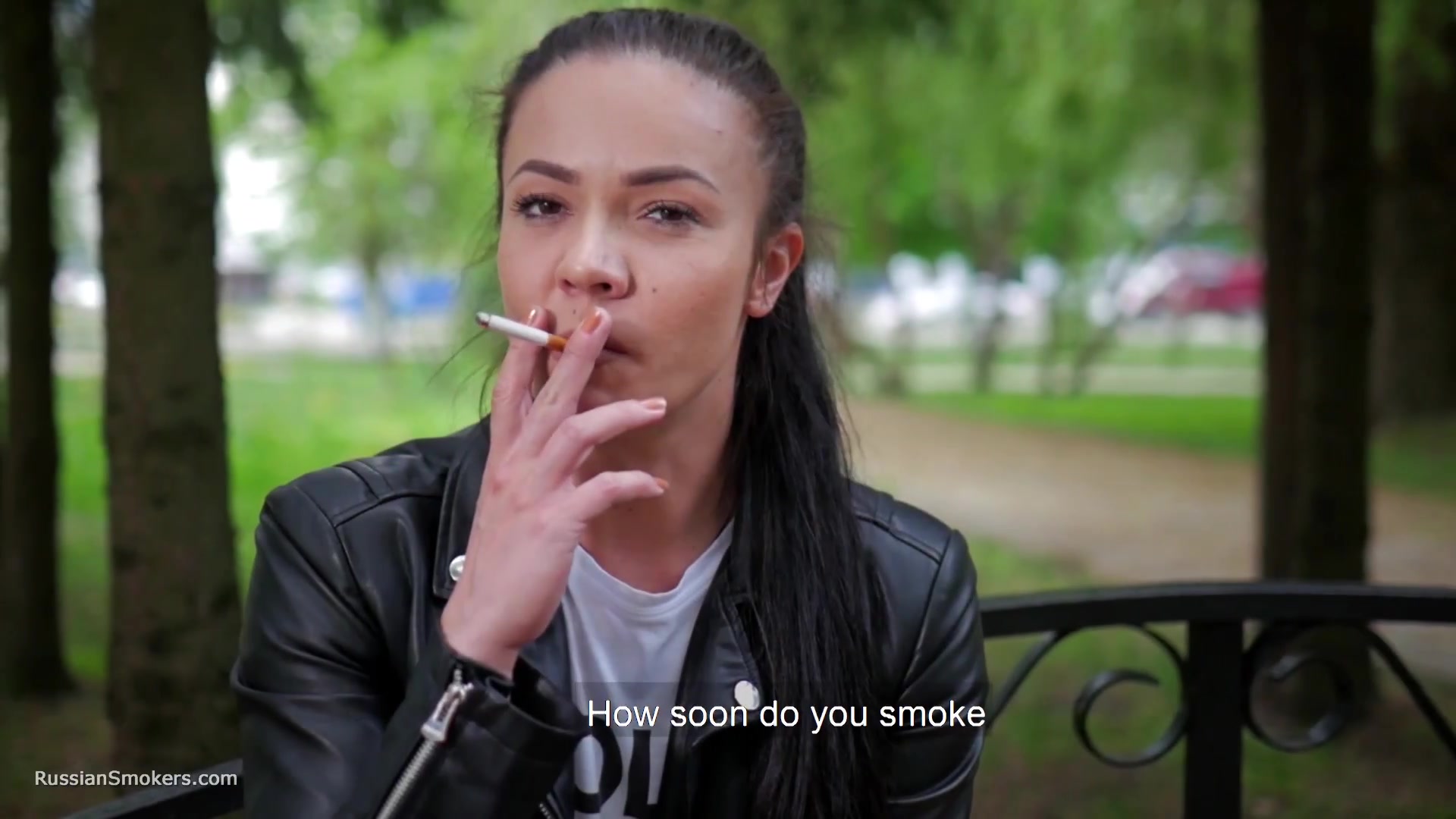 Fitness Instructor Tanya Is Smoking 120mm Saratoga And Giving An Interview