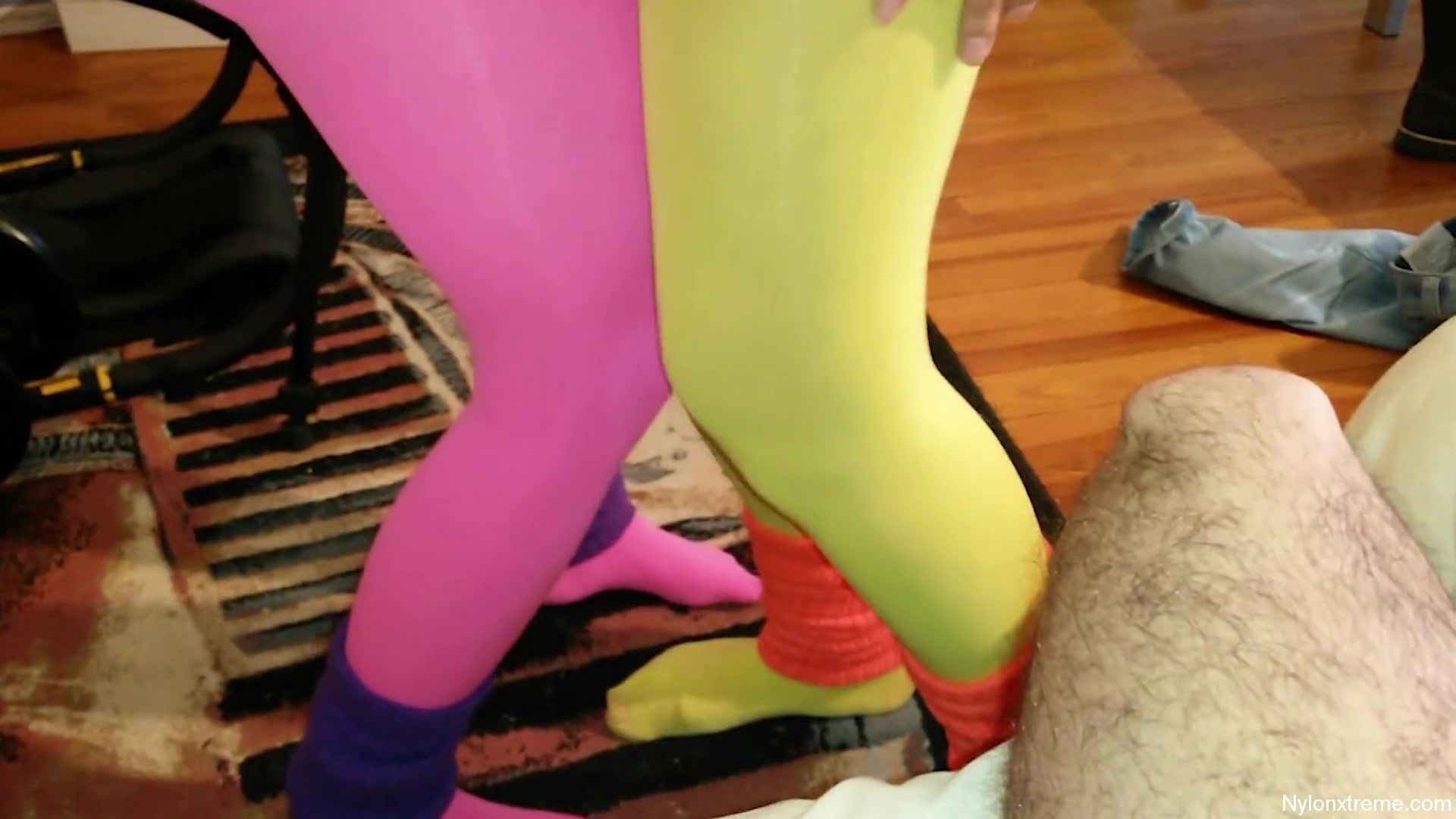 54 Threesome Pink Nylon And Yellow Pantyhose - Sex Movies Featuring Sexy Tights