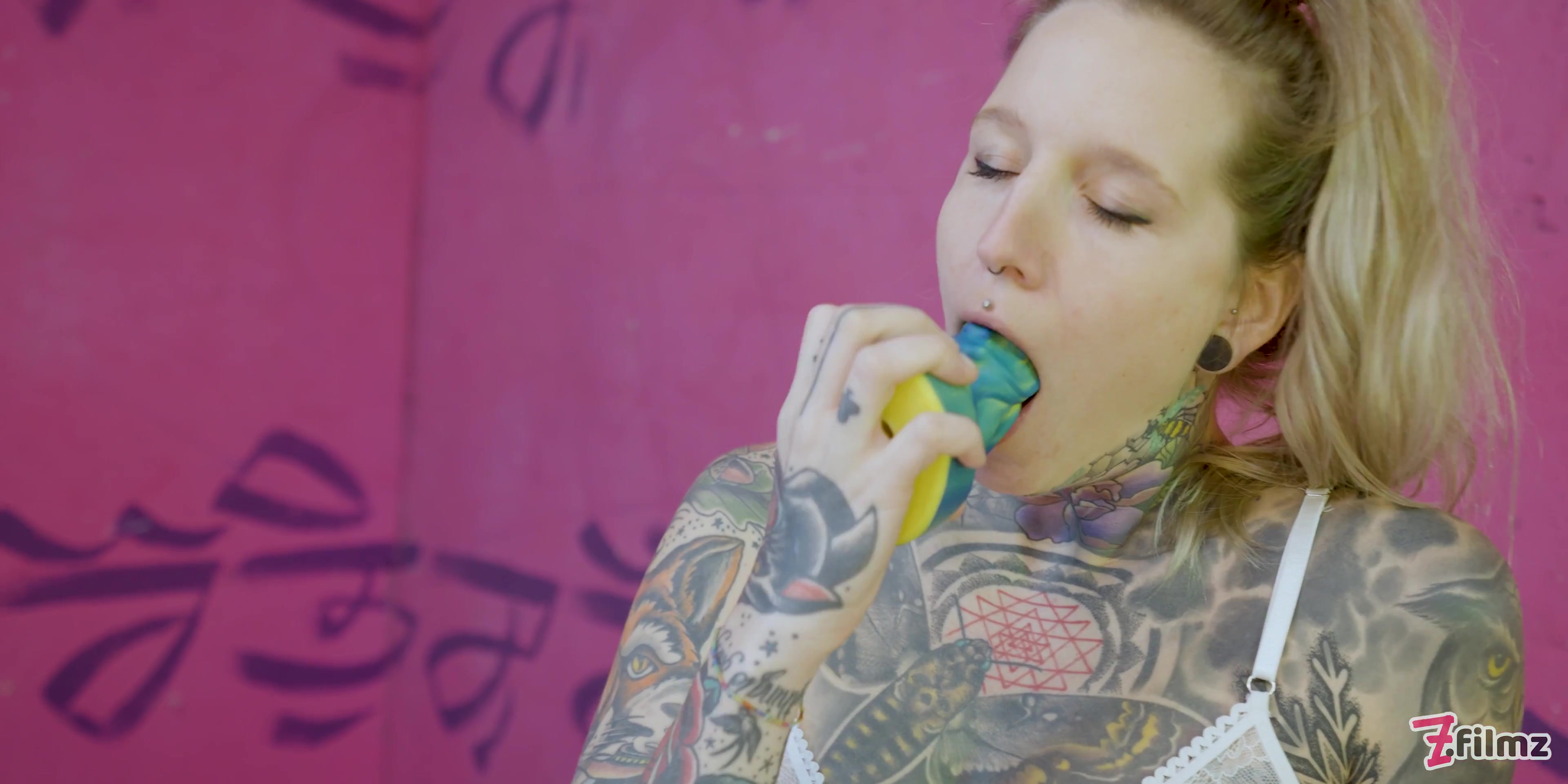 Tattooed Girl Deep Throat Fucked And Dp - Hard Anal Strech - Atm, Toys
