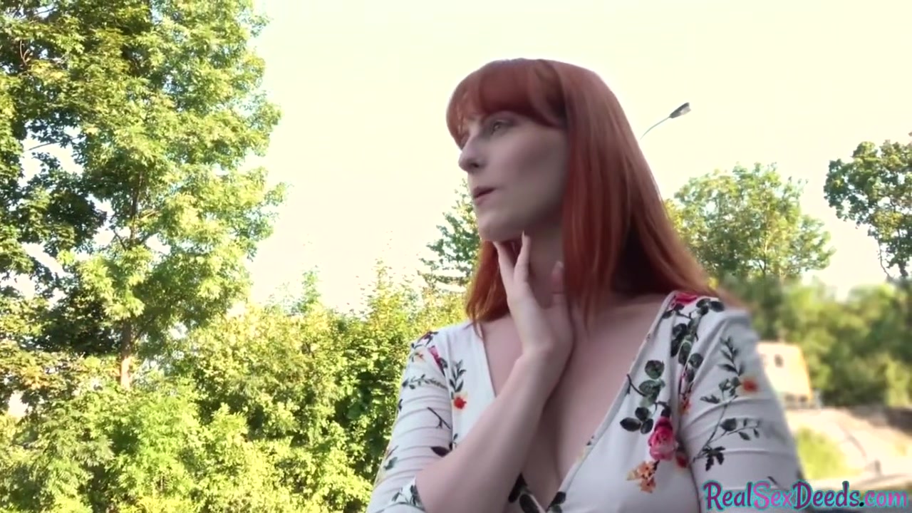 Ginger slut fucked in hairy pussy in POV in outdoor session