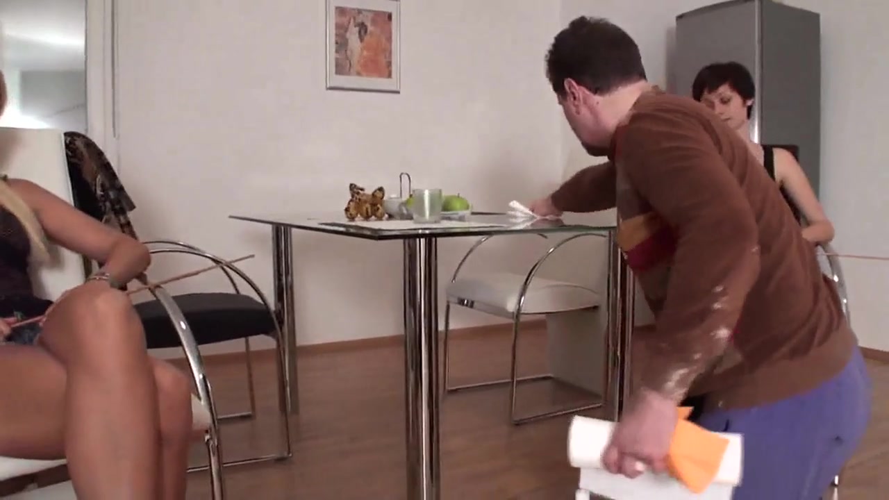 Two mistresses make him clean floor by Femdom Austria