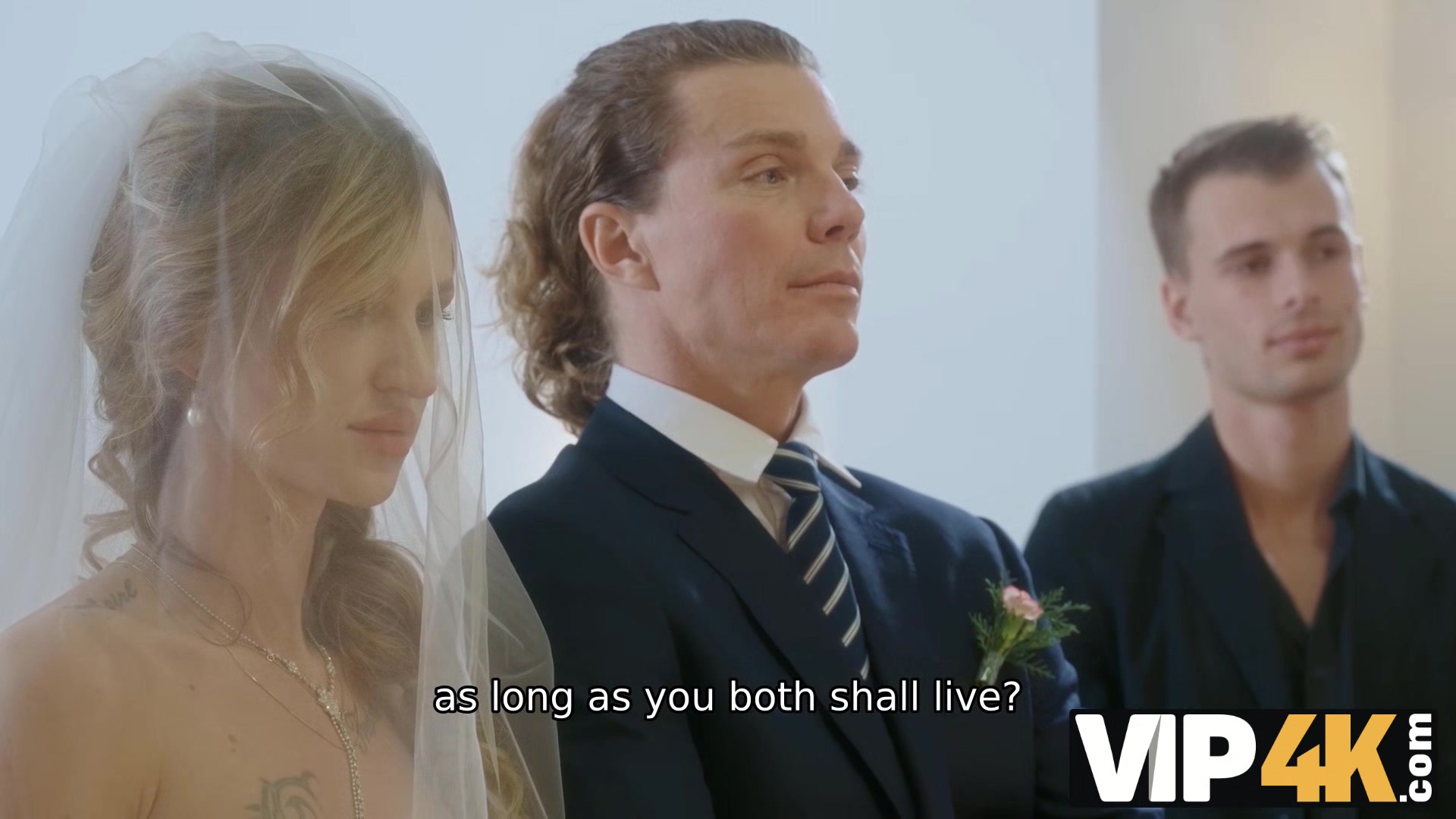 VIP4K. The TV was turned on and showed all guests how hot the bride can fuck