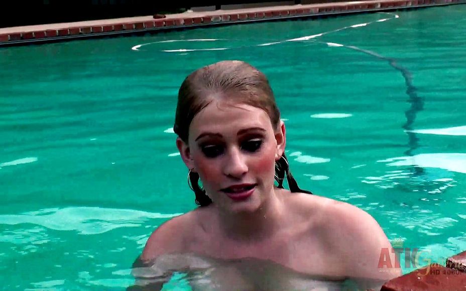Alli jumps into the pool naked while chatting