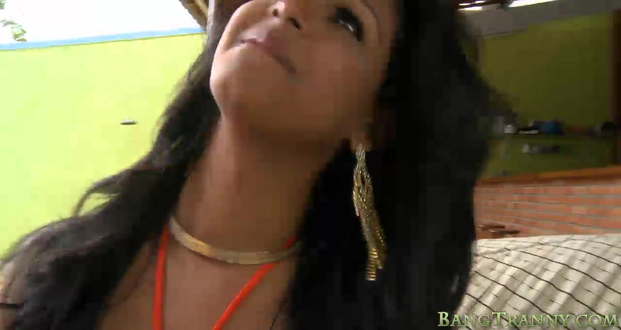 Small tits tranny Kelly Costa gets anal fucked outdoors