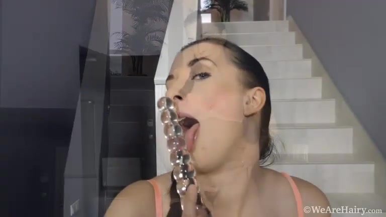 Jehanna masturbates with her glass dildo - Compilation - WeAreHairy