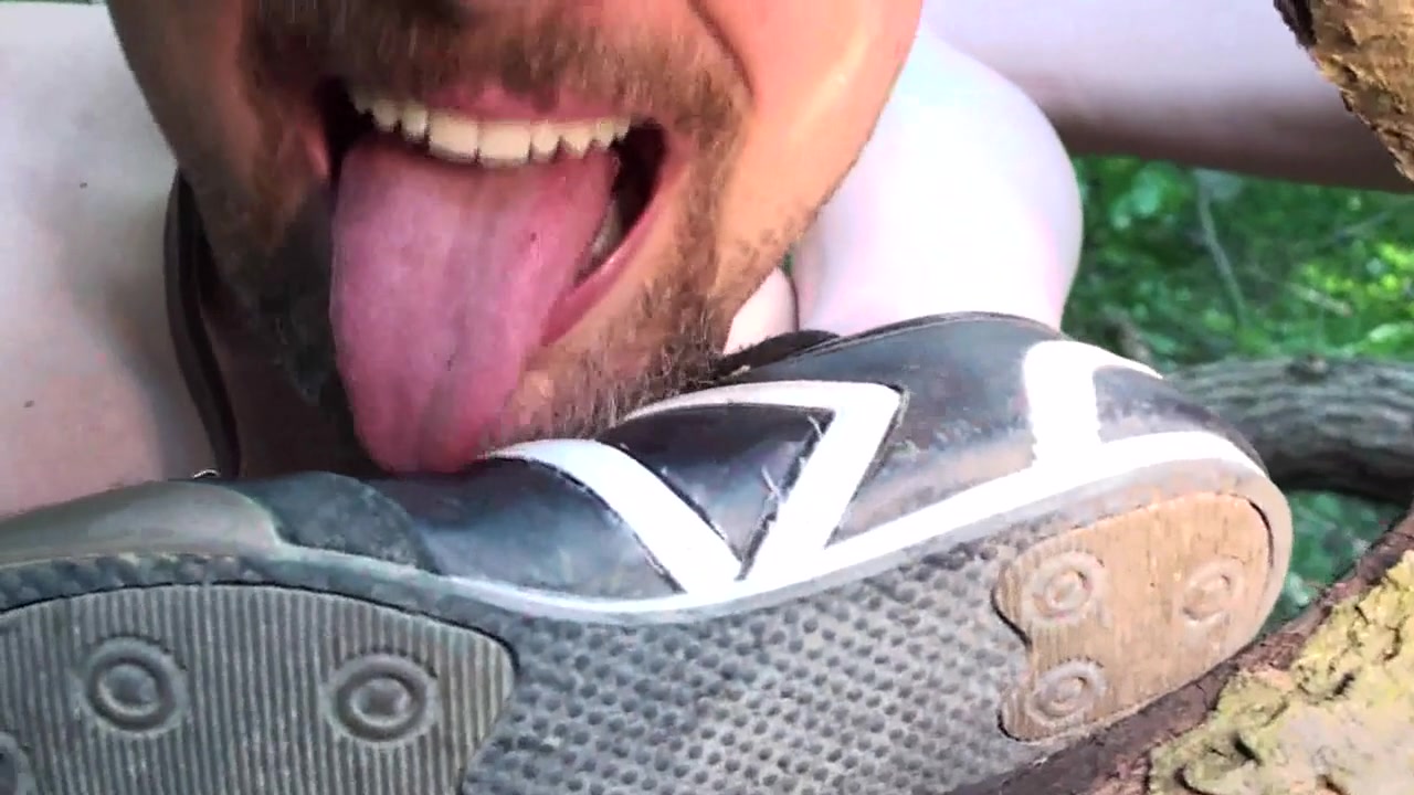 Slave licks clean dirty shoes by Foot Girls