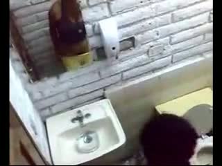 Hot amateur sex above the toilet