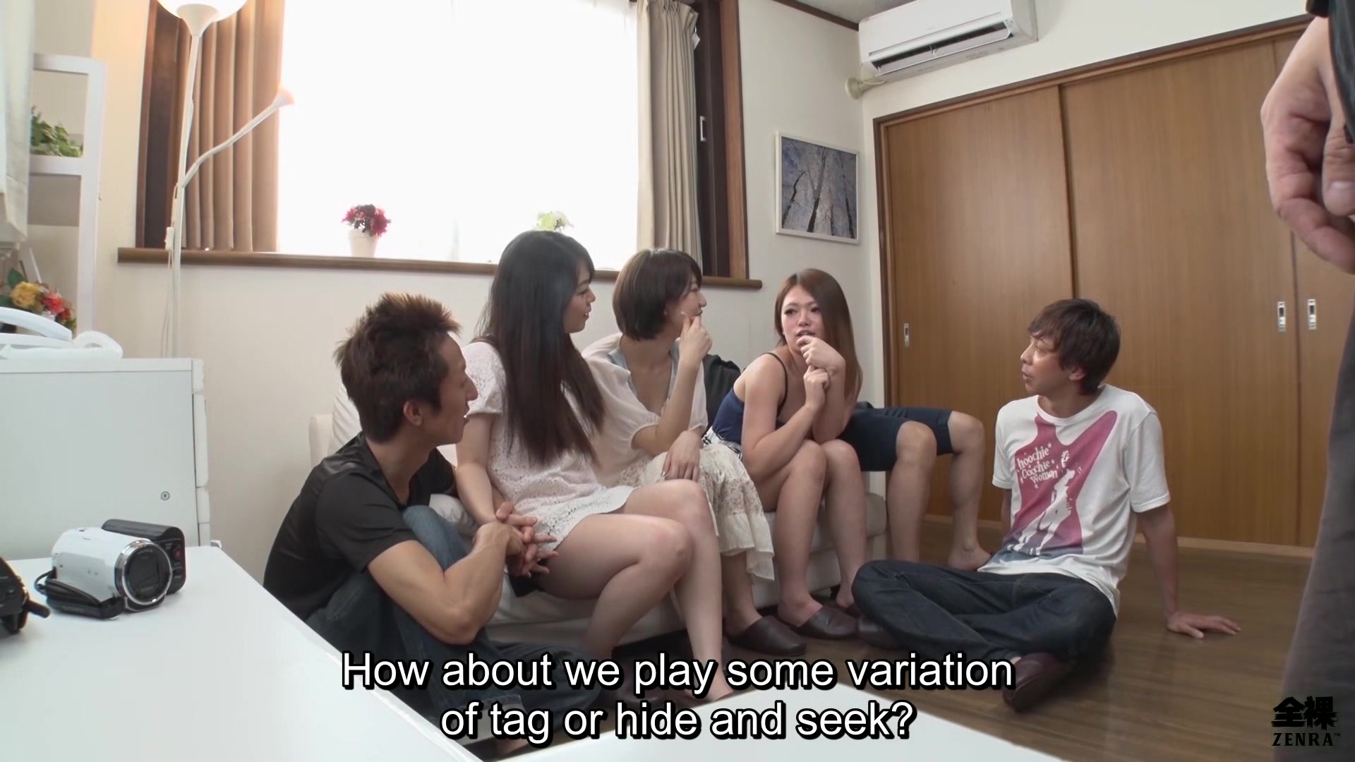Japanese friends play hide and seek that turns to orgy