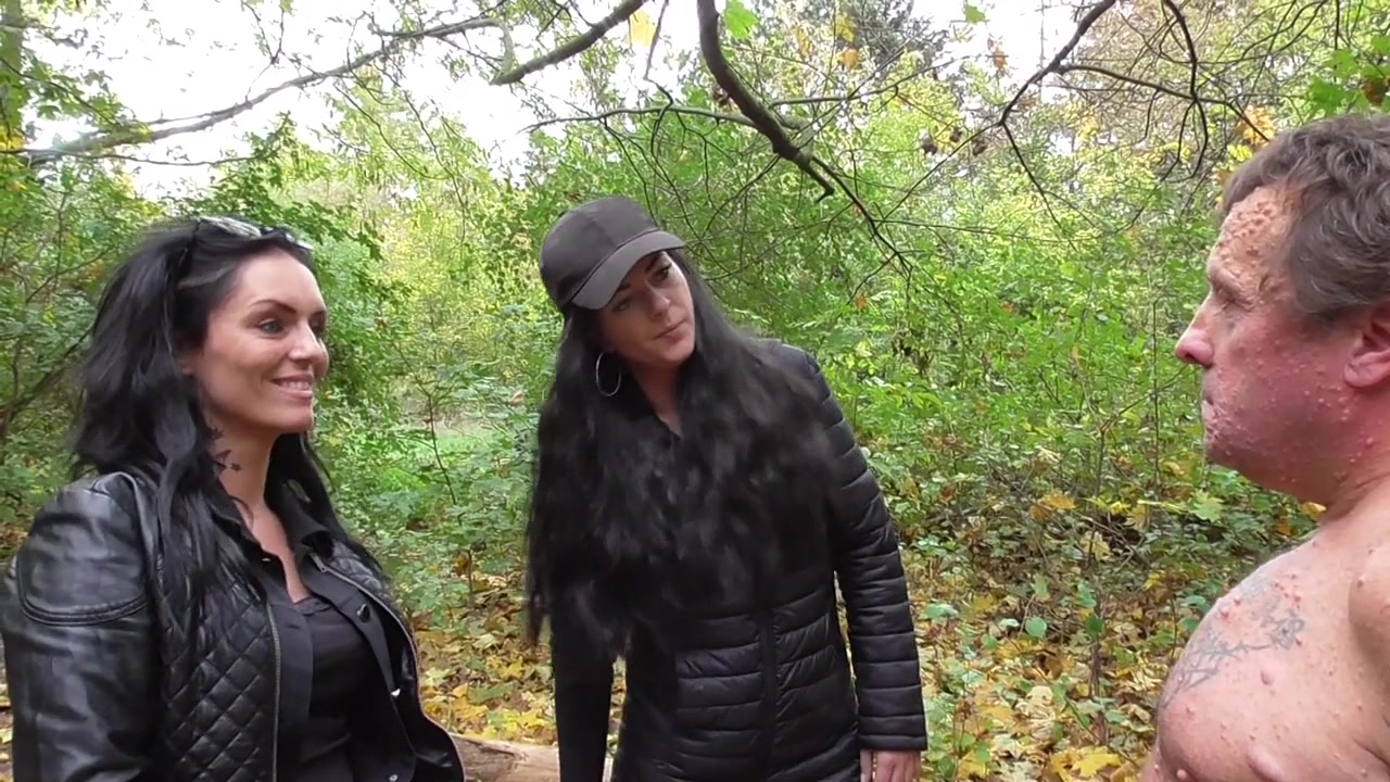 Slapping session in the forest for the naked male slave by Femdom Austria