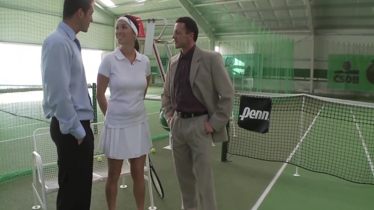 Frank Gun, James Brossman And Lea Magic In Redhead Slut Double Penetrated On The Tennis Court
