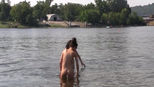 Public nudity scene with naked sexy nudist brunette 3