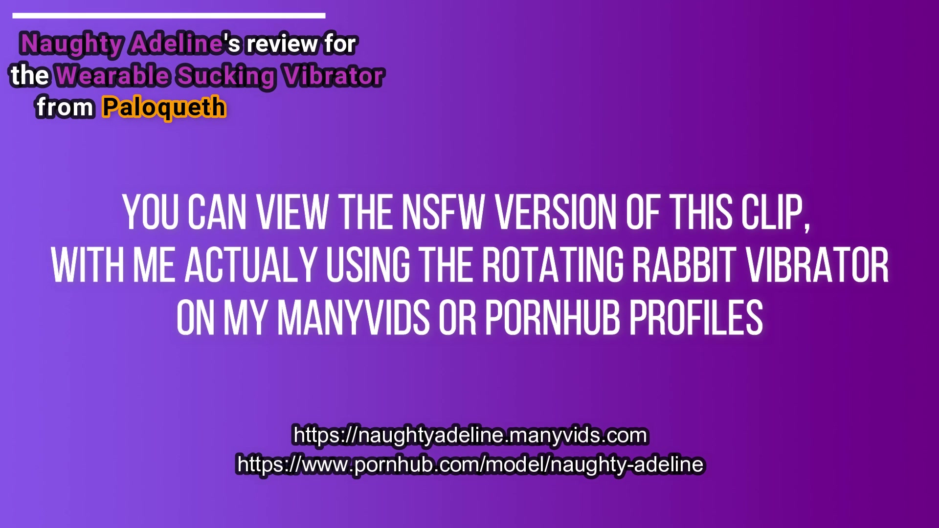 Review Wearable Sucking Vibrator From Paloqueth Sfw - Sex Movies Featuring Naughty Adeline