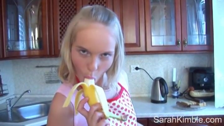 Kitchen cooking with Sarah Kimble and her small tits