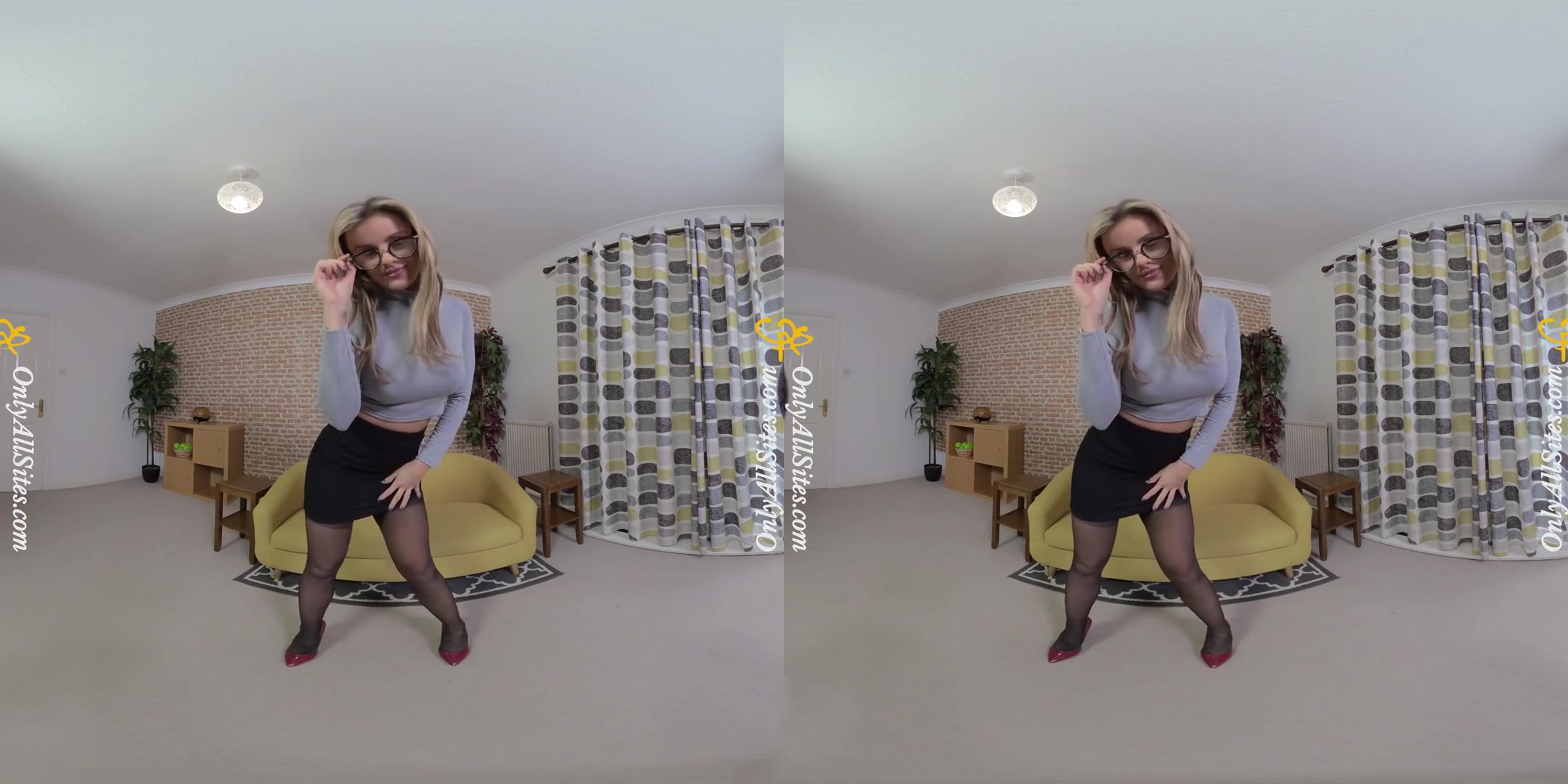Amy Green - Nerdy Sexy Girl with Huge Tits - Big Tits Stockings Striptease
