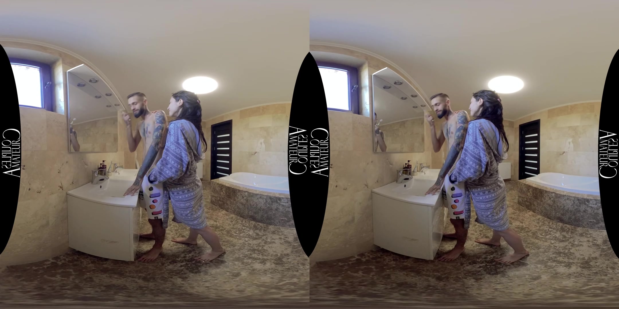 Skinny Brunette Morning Bathroom Sex - AmateurCouplesVR