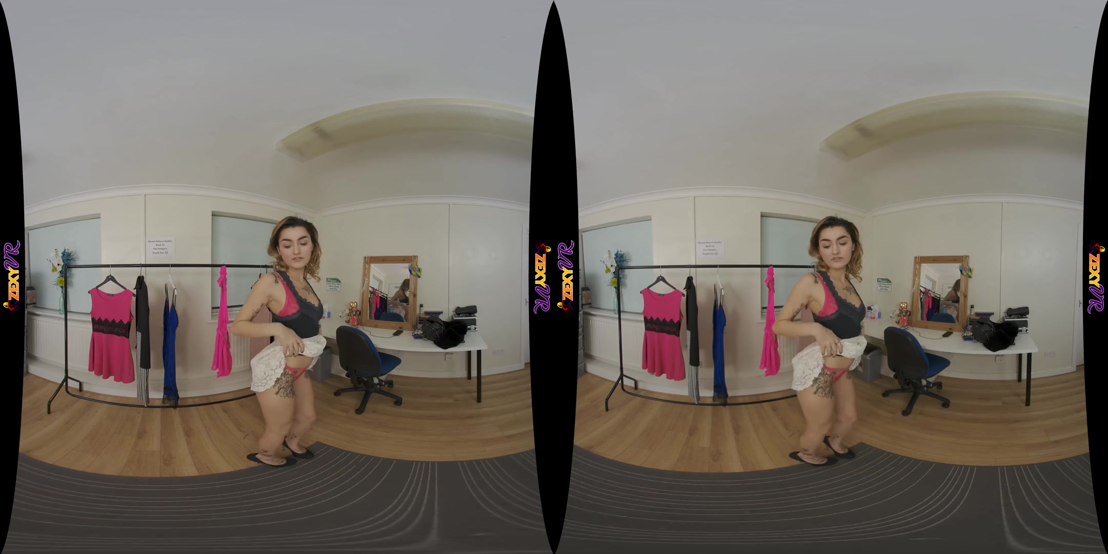 Ready To Tease - Tattooed Babe Solo Striptease in the Dressing Room