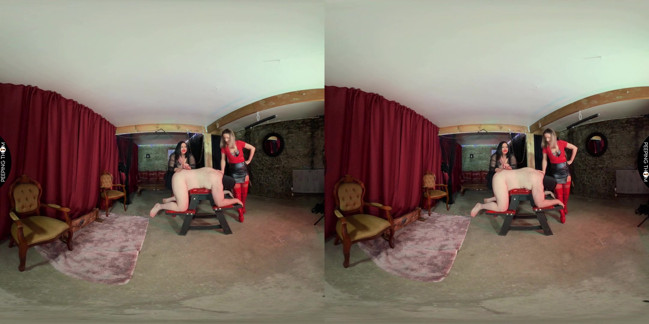 Mia and Aveena - Double Spanking - PeepingThom