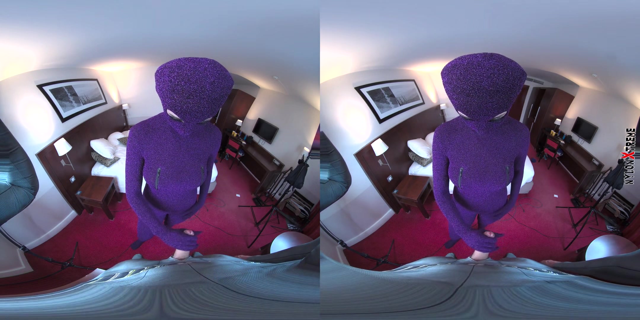 Nora Fox Purple Zentai Encasement Creampie