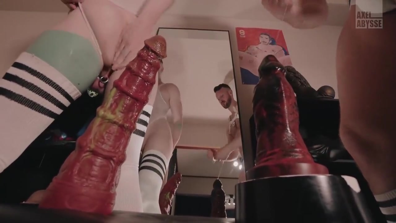 Axel Abysse - Horny And Dylain Rides Giant Dildo After Fisting