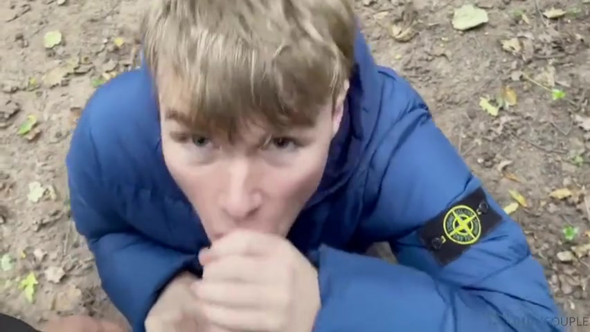 Couple Boys Outside Suck Lick Cum On Face And Eat