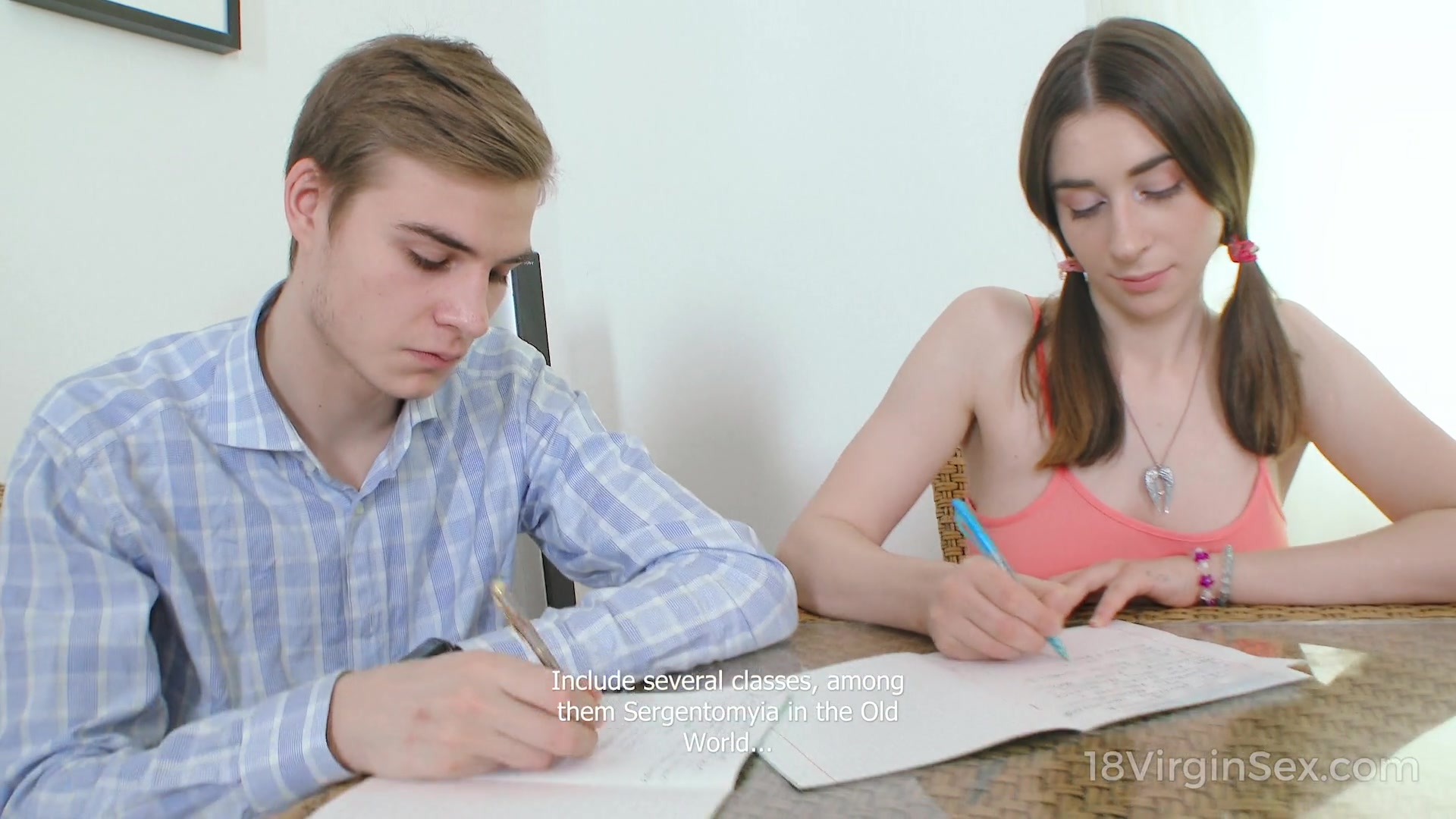 Best friends spend the day studying next to each other