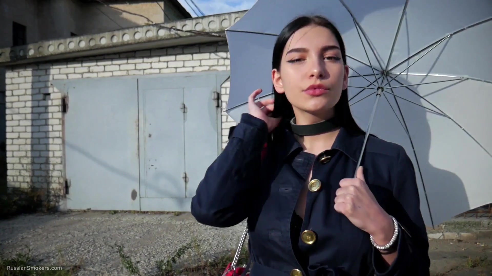 Attractive Lera Taking A Smoke Break Outside