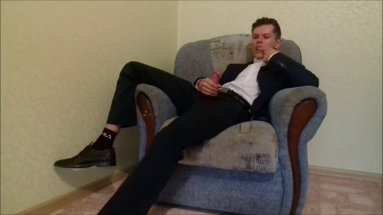 After Working In The Office The Guy Jerks Off His Cock And Ends Up In An Office Suit