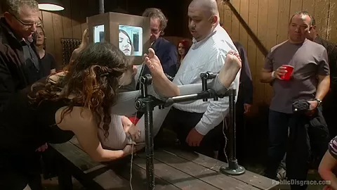 Pain slut surrenders to public ass pounding