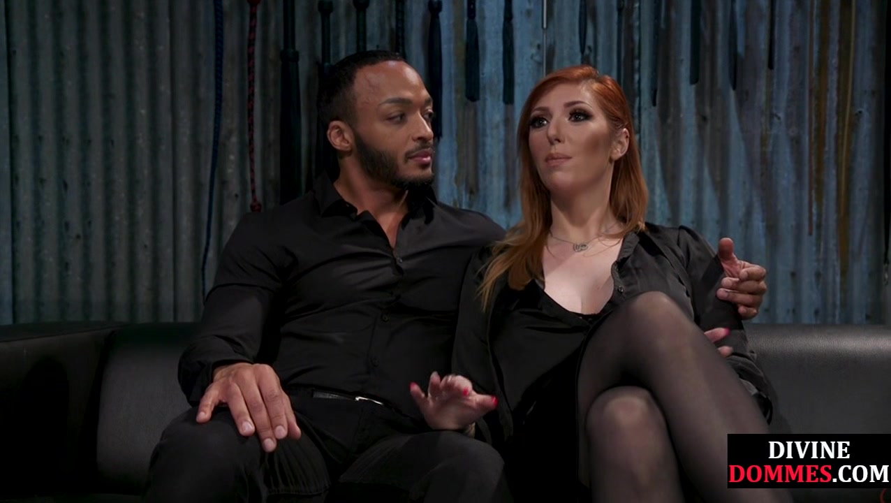 Redhead BDSM domina pegs Black sub in CFNM strapon lesson