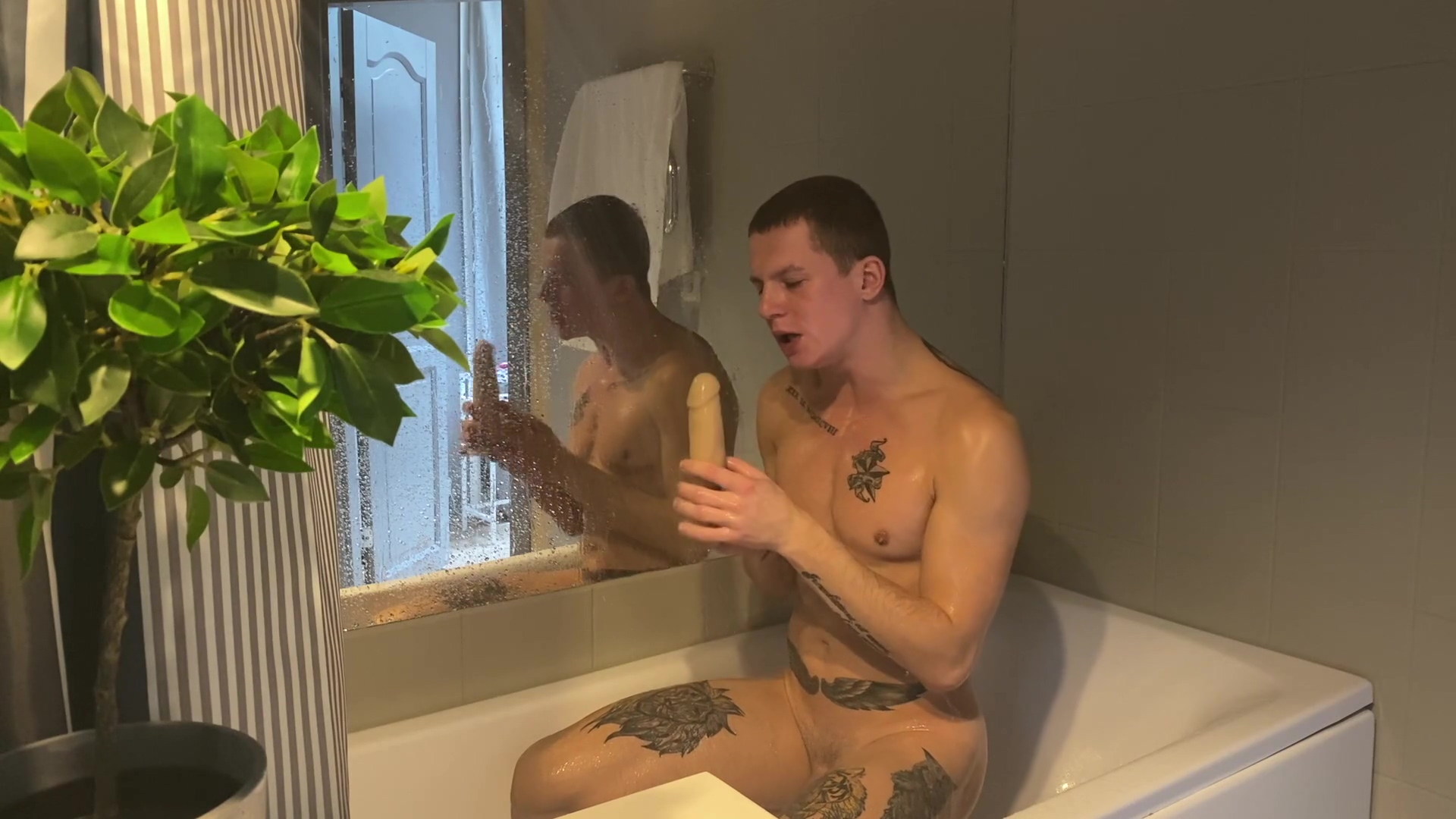 Fucked His Tight Hole With A Big Dildo