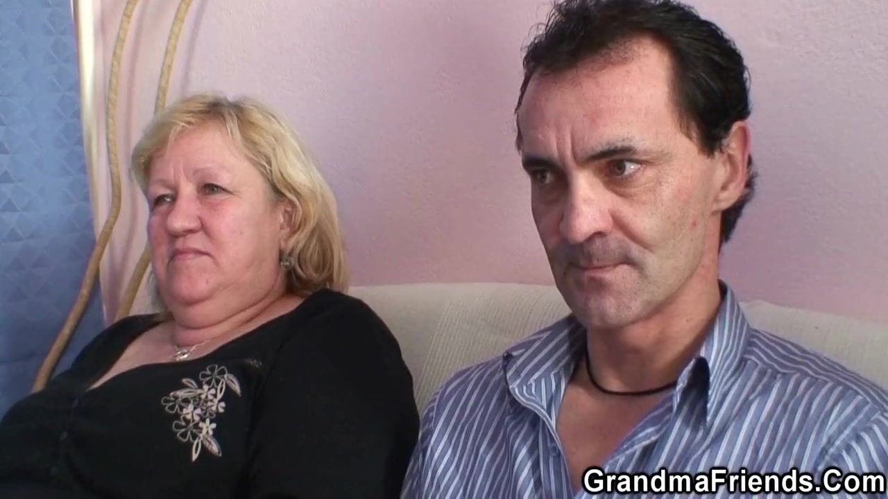Busty Grandmother Takes It From Both Sides