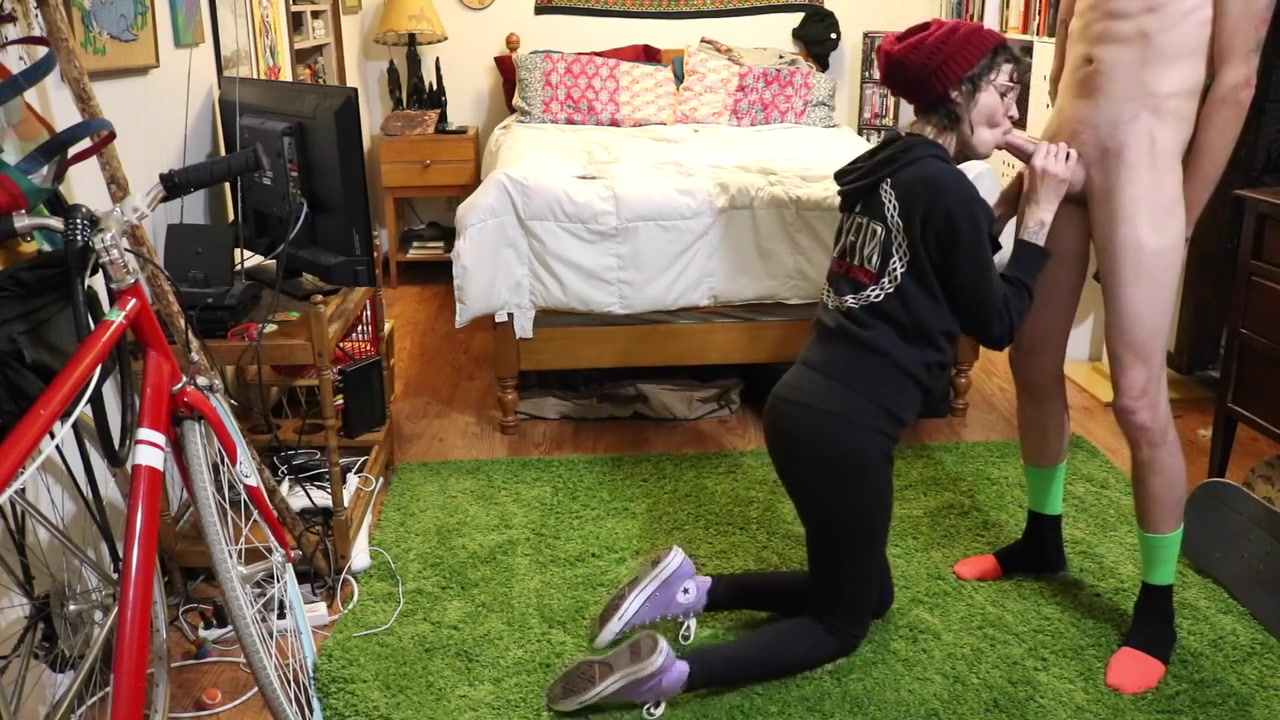 Hipster Girl Sucks Cock In Converse Sneakers