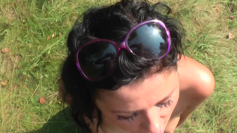 Passionate blowjob from a college girl