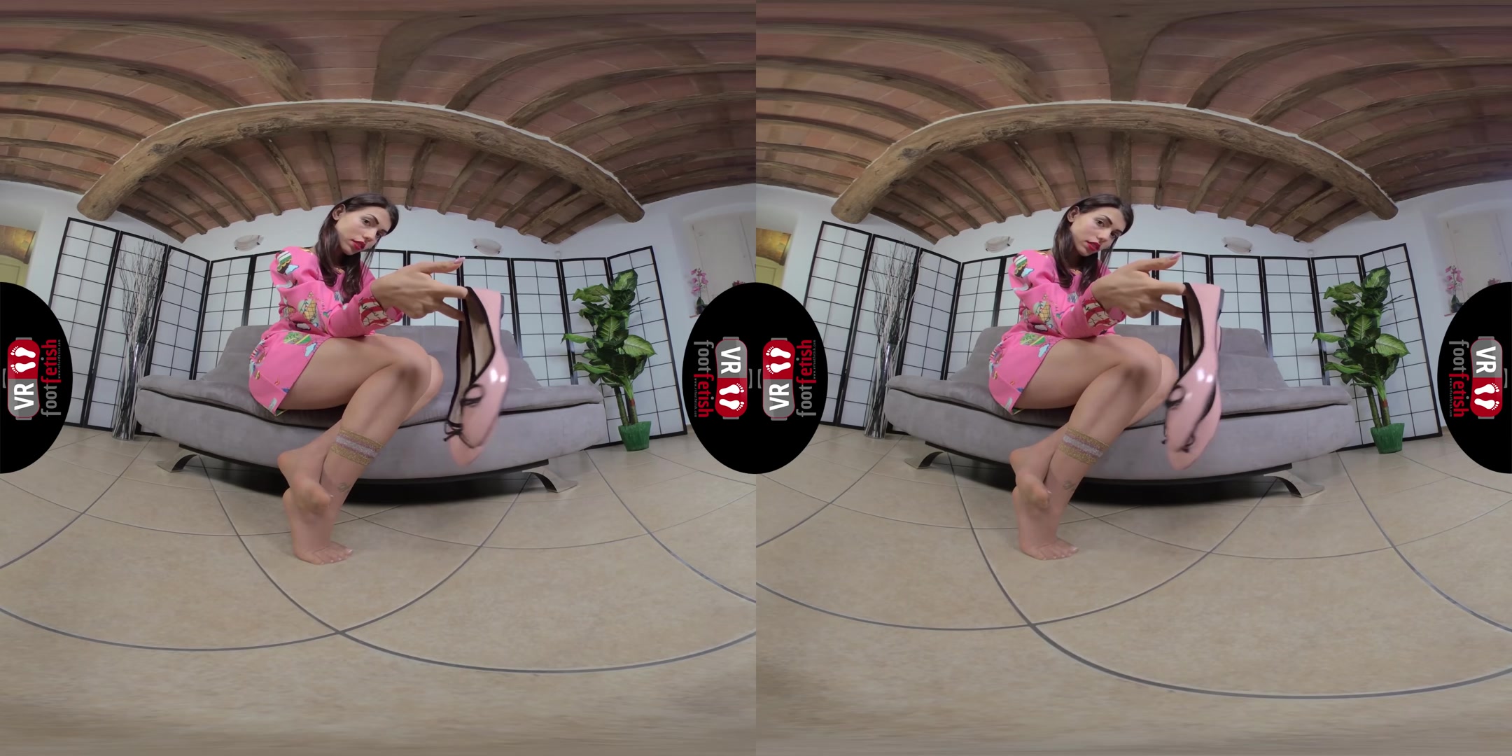 Super Sexy Petra In Midcalf Nylon Socks And Pink Ballerina Flats - VRFootFetish