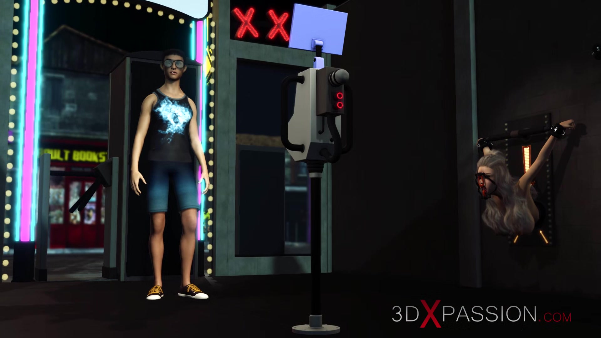 A nerdy boy with VR headset has passionate virtual sex with a hot young blonde on a luxury yacht