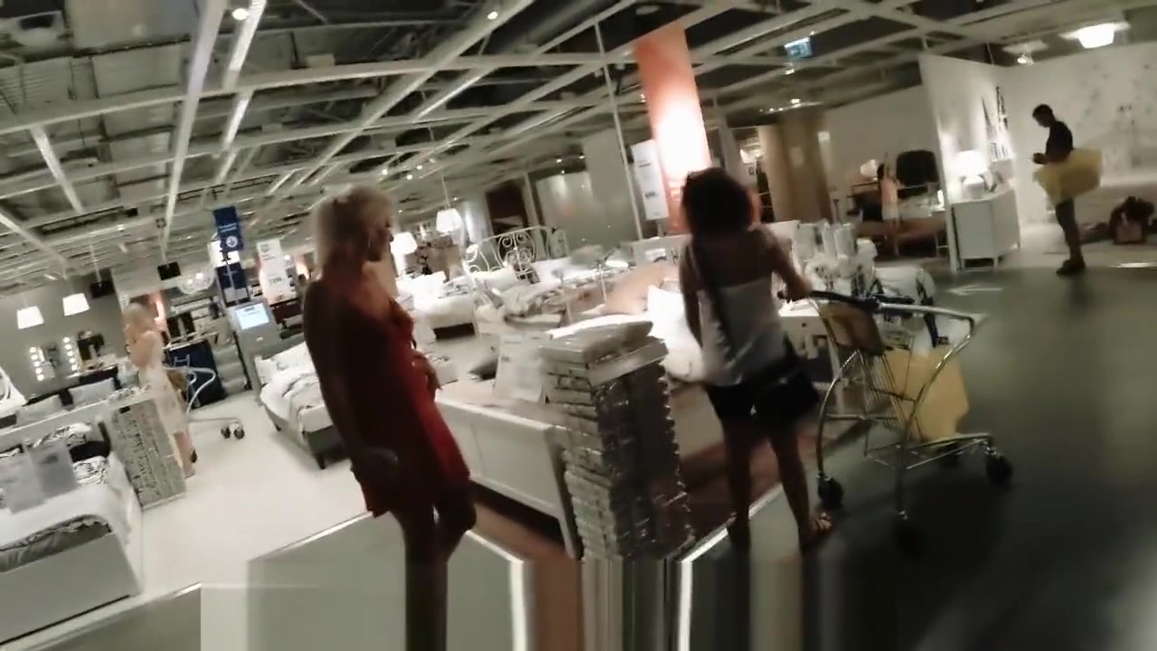 Risky Public Blowjob by Kate Truu and RaeLilBlack in IKEA