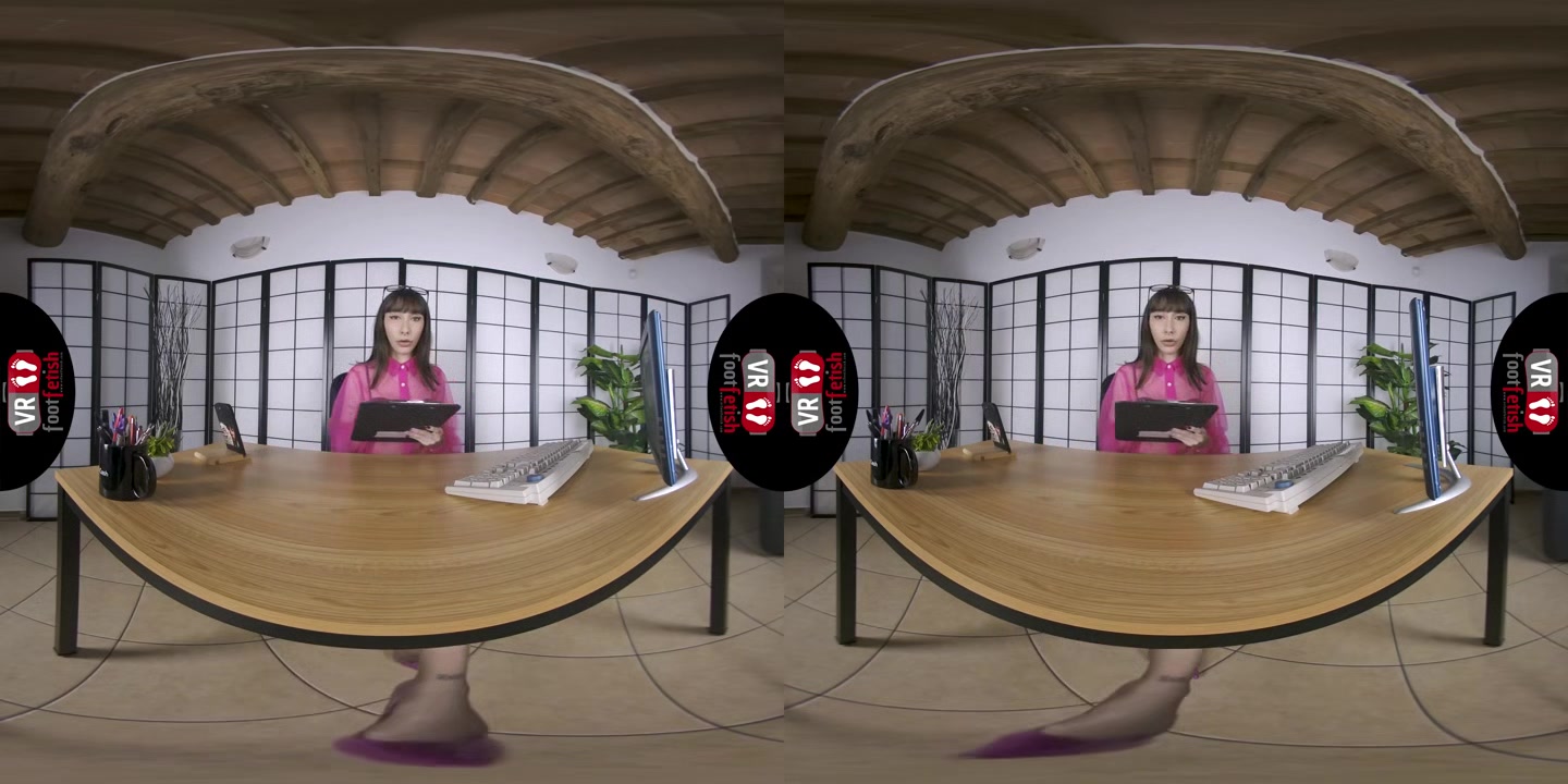 Outstanding Brunette Secretary Reine Vixen Loves Posing Her Hot Feet With Stockings In VR - VRFootFetish
