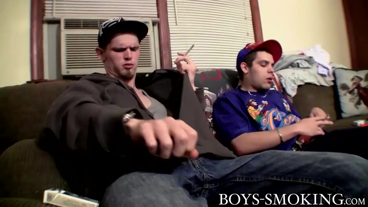 Drac Nolan in Drac and Nolan jerk off each other while taking a smoke - BoysSmoking