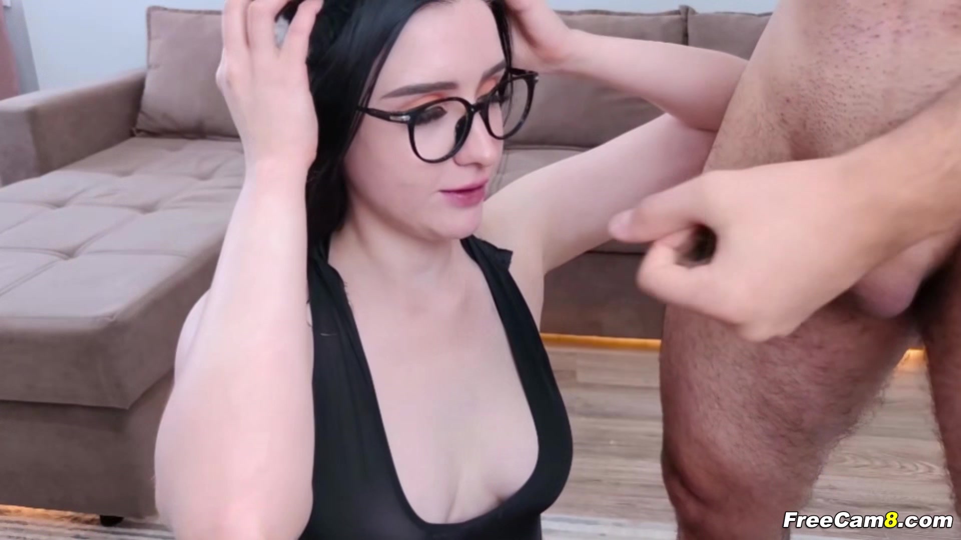 Horny Woman with Glasses on Sucking Dick