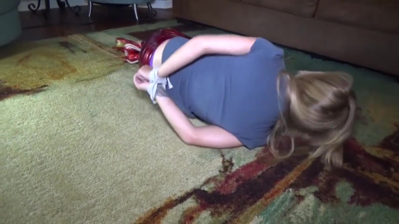 Leggy Blonde Babysitter Tied & Gagged